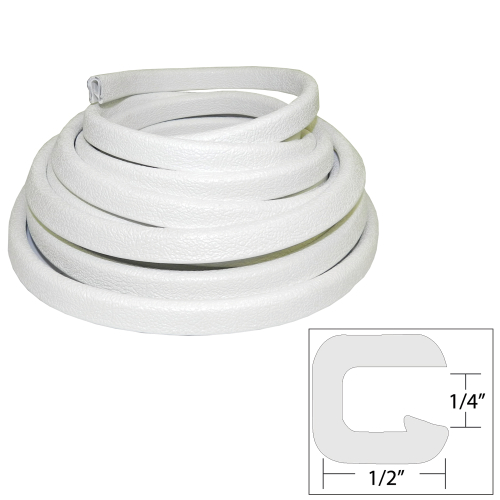 TACO Marine - TACO Flexible Vinyl Trim - ¼" Opening x ½"W x 25'L - White