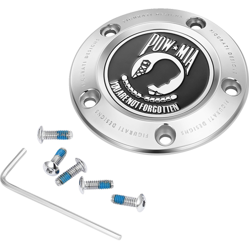 Figurati Designs - Figurati Designs Timing Cover - Stainless Steel with POW MIA - 5 Hole - FD50-TC-5H-SS