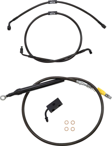 LA Choppers - LA Choppers Cable/Brake Line Kit - 15-17in. Ape Hangers - Midnight Braided - LA-8155KT-16M