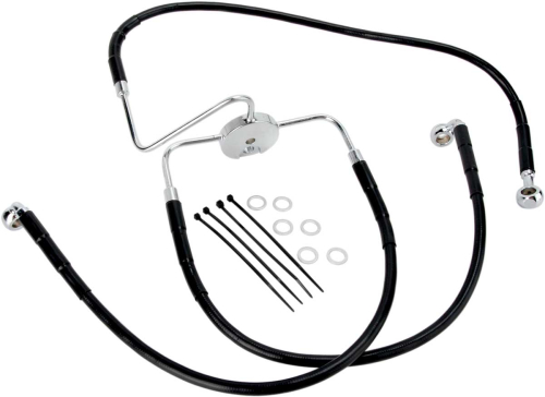 Drag Specialties - Drag Specialties Standard Length Front Stainless Steel Brake Line Kit - Black Vinyl - 640116-BLK