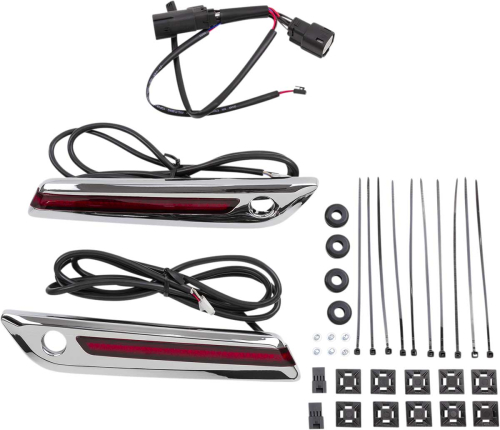 Ciro - Ciro Led Saddlebag Hinge Cover - Red/Chrome - 40170