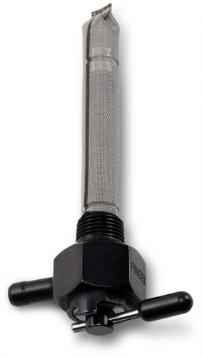 Pingel - Pingel Power-Flo Fuel Valve - 22mm Hex - 180 Deg. Outlet Facing Inward - Smooth - Black Chrome - 6211-CHBLK