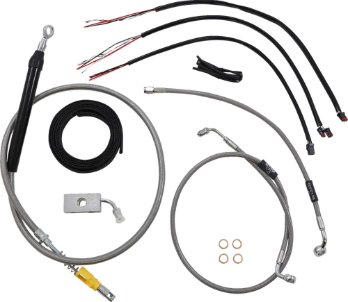LA Choppers - LA Choppers Complete Handlebar Cable/Brake & Clutch Line/Wire Kit - Stainless Braided - LA-8155KT2-16