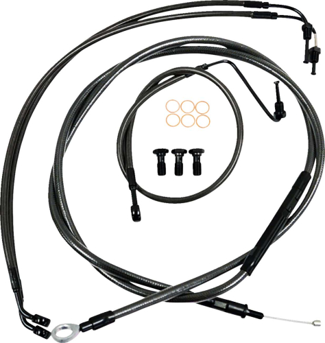 LA Choppers - LA Choppers Cable/Brake Line Kit - 12-14in. Ape Hangers - Midnight Braided - LA-8155KT-13M