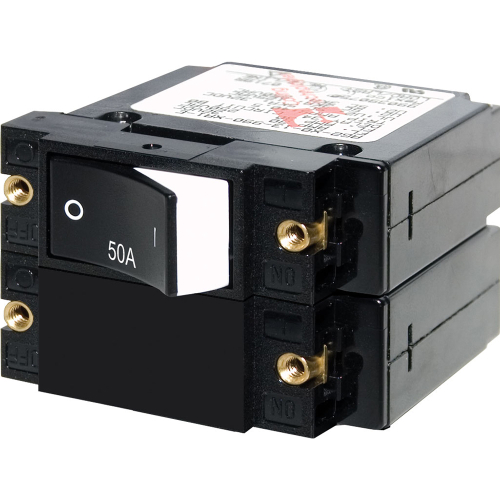 Blue Sea Systems - Blue Sea 7577 A-Series Raised Rocker Circuit Breaker - Double Pole - 50A