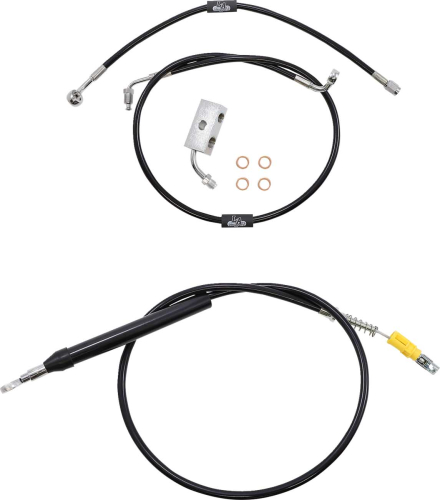 LA Choppers - LA Choppers Cable/Brake Line Kit - 15-17in. Ape Hangers - Black Vinyl - LA-8155KT-16B