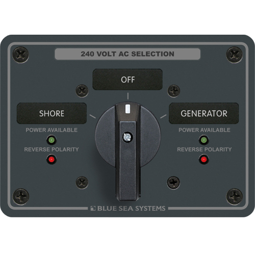 Blue Sea Systems - Blue Sea 8363 AC Rotary Switch Panel 65 Ampere 2 Positions + OFF, 3 Pole