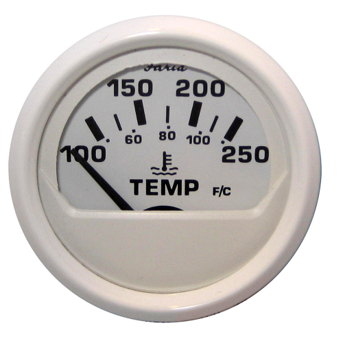 Faria Beede Instruments - Faria Dress White 2" Water Temperature Guage (100-250°F)