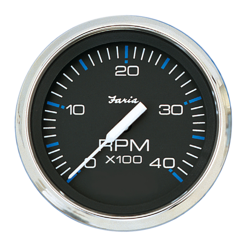 Faria Beede Instruments - Faria Chesapeake Black 4" Tachometer - 4000 RPM (Diesel)