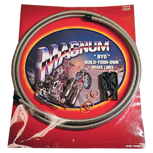 Magnum - Magnum BYO Build-Your-Own DOT Single Disc Brake Line Kit with 6ft Brake Line - 180 Deg Banjo - Stainless - 396700A