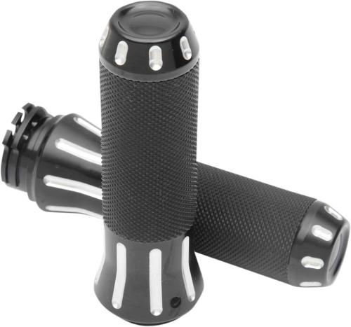 Drag Specialties - Drag Specialties Custom-Tailored Grips - Black w/ Clear Cuts - 0630-1612