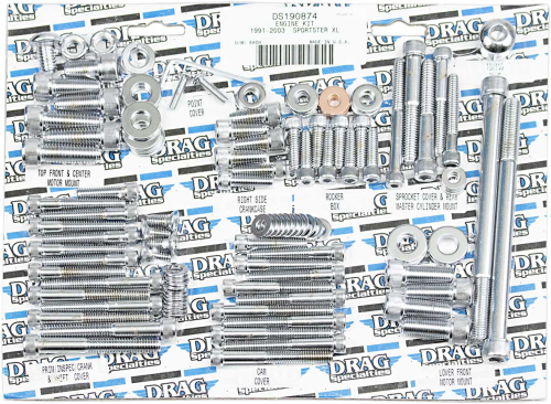 Drag Specialties - Drag Specialties Complete Motor Chrome Socket-Head Bolt Set - Knurled - MK244