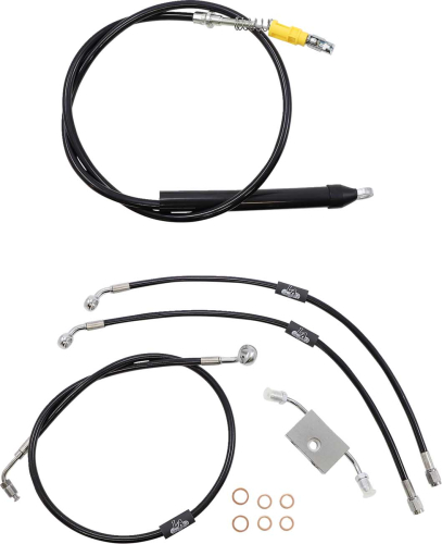 LA Choppers - LA Choppers Cable/Brake Line Kit - 18-20in. Ape Hangers - Black Vinyl - LA-8157KT-19B