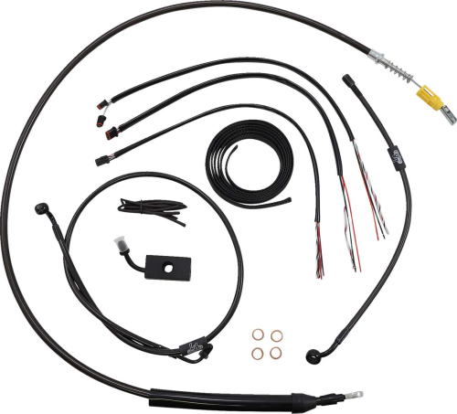LA Choppers - LA Choppers Complete Handlebar Cable/Brake & Clutch Line/Wire Kit - Midnight Braided - LA-8155KT2-19M