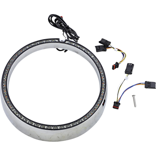 Custom Dynamics - Custom Dynamics Probeam Amber/White Headlamp Trim Ring with sequential Turn Signal - Chrome - PB-7TR-SEQ-1C