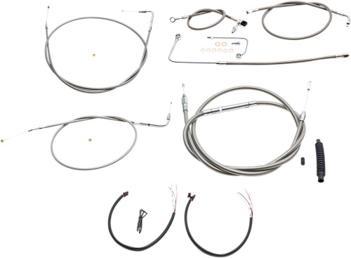 LA Choppers - LA Choppers Complete Handlebar Cable/Brake & Clutch Line/Wire Kit - Stainless Braided - LA-8151KT2A-16