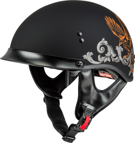 G-Max - G-Max HH-65 Corvus Helmet with Peak - H96510946 - Matte Black/Silver/Orange - Large