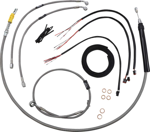 LA Choppers - LA Choppers Complete Handlebar Cable/Brake & Clutch Line/Wire Kit - Stainless Braided - LA-8157KT2-13