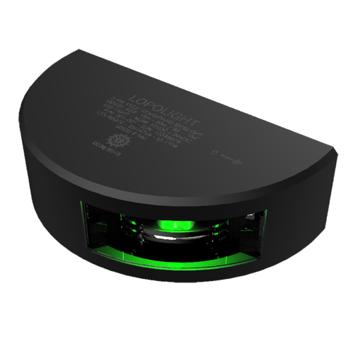 Lopolight - Lopolight Green Starboard Sidelight w/6M Cable - 2nm Black Housing - Vertical Mount