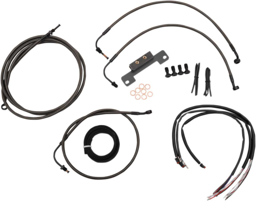 LA Choppers - LA Choppers Complete Handlebar Cable/Brake & Clutch Line/Wire Kit - Midnight Black - LA-8012KT2B-13M