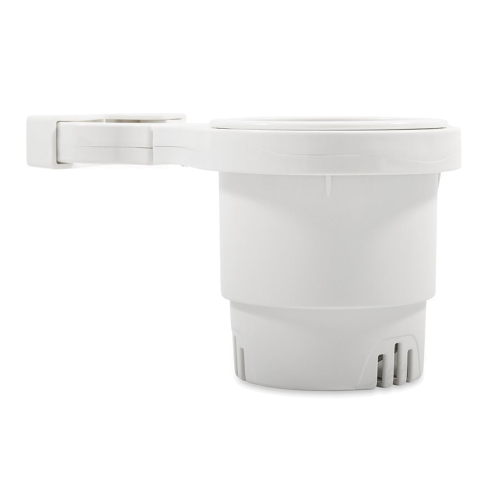 Camco - Camco Clamp-On Rail Mounted Cup Holder - Small for Up to 1-1/4" Rail - White