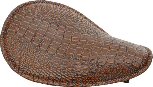 Drag Specialties - Drag Specialties Small Low-Profile Spring Solo Seat - Brown Leather Faux Alligator with Brown Stitching - 0806-0096