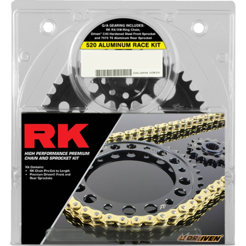 RK - RK Aluminum Race Chain and Sprocket Kit - Gold - 1102-088DGX