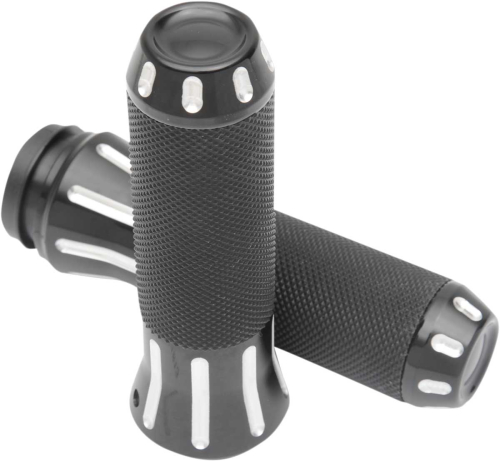 Drag Specialties - Drag Specialties Custom-Tailored Grips - Black w/ Clear Cuts - 0630-1613