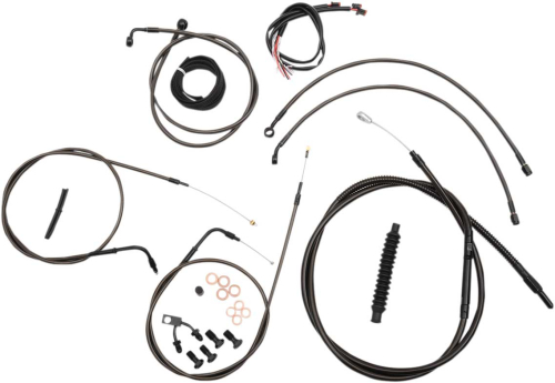 LA Choppers - LA Choppers Complete Handlebar Cable and Brake Line Kit - Midnight - LA-8150KT2-13M