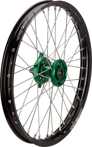 Moose Racing - Moose Racing SX-1 Complete Front  Wheel - 21in. x 1.60in. - Black Wheel/Green Hub - KFN-16021-BKGN