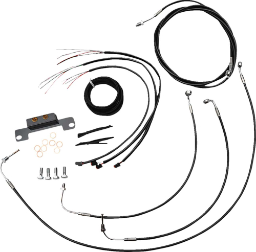 LA Choppers - LA Choppers Complete Handlebar Cable/Brake & Clutch Line/Wire Kit - Black Vinyl - LA-8056KT2-08B