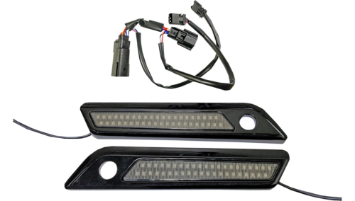 Custom Dynamics - Custom Dynamics Saddlebag Hinge Covers with Dual-Colored LED Light - Smoke/Black - CD-SBL-DC4-SB