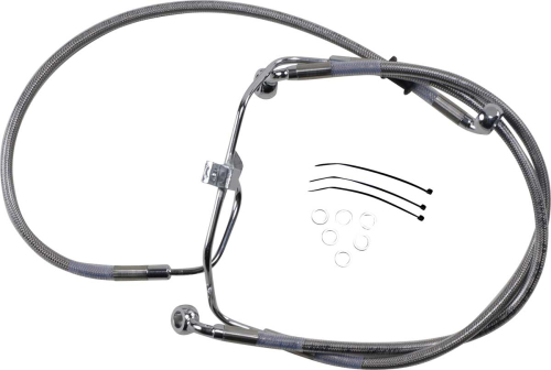 Drag Specialties - Drag Specialties Extended Stainless Steel Front Brake Line Kit - Clear Coated - 18 1/4in./20 5/8in. - 660325-2