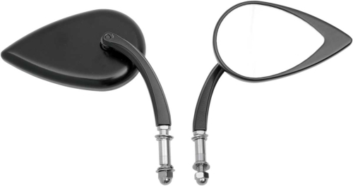 Drag Specialties - Drag Specialties Tear-Drop Mirror - Black, Short-Stem - 0640-0390