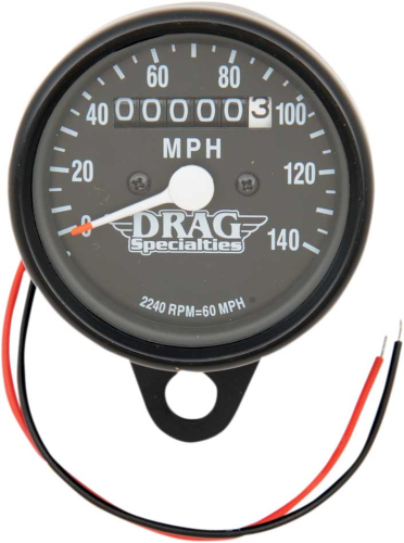 Drag Specialties - Drag Specialties Mini Mechanical Speedometer - 2240:60 Ration with Black Face - 21-6809BDS1