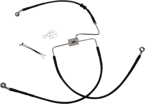 Drag Specialties - Drag Specialties Standard Length Front Stainless Steel Brake Line Kit - Black Vinyl - 1741-5851