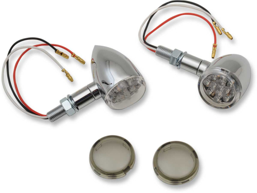 Drag Specialties - Drag Specialties LED Mini Deuce Marker Lights - Red LED with Clear/Smoke Lens - Chrome - 2040-1958