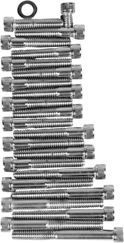 Drag Specialties - Drag Specialties Cam, Primary, Sprocket Cover and Oil Check Screw Chrome Socket-Head Bolt Set - Knurled - MK144