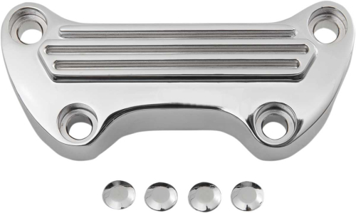 Drag Specialties - Drag Specialties Handlebar Clamp with Skirt - Finned - Chrome - 0603-0003