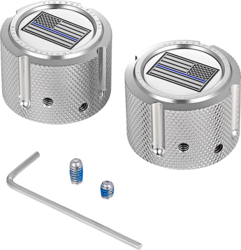 Figurati Designs - Figurati Designs Front Axle Nut Cover - Stainless Steel with Blue Line flag - FD70-FAC-SS