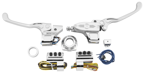 Performance Machine - Performance Machine Handlebar Control Set - Chrome with Cable Clutch (3-Button) - 0062-4019-CH