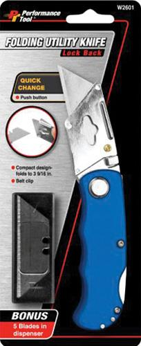 Performance Tools - Performance Tools Folding LB Utility Knife - Blue - W2601