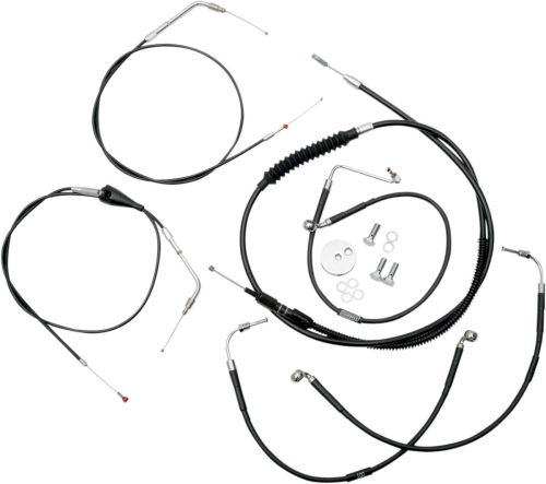 LA Choppers - LA Choppers Cable/Brake Line Kit - 15-17in. Ape Hangers - Black - LA-8005KT-16B