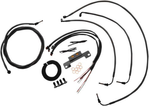 LA Choppers - LA Choppers Complete Handlebar Cable/Brake & Clutch Line/Wire Kit - Black Vinyl/Stainless - LA-8055KT2-08M