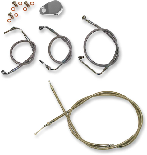 LA Choppers - LA Choppers Cable/Brake Line Kit - 12-14in. Ape Hangers - Stainless Steel - LA-8011KT-13