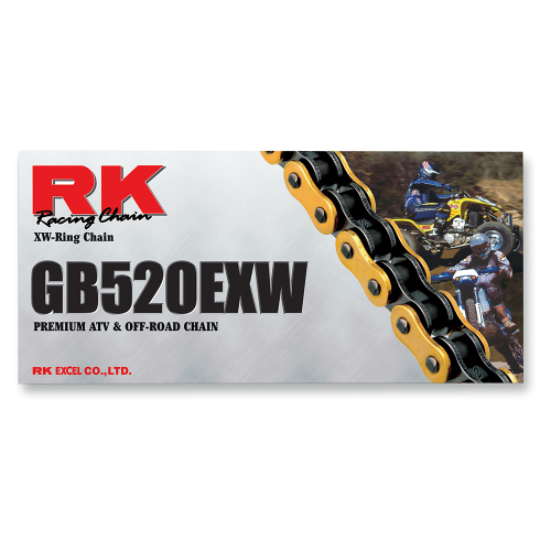 RK - RK 520 EXW Off-Road and ATV XW-Ring Chain - 100 Links - Gold - GB520EXW-100