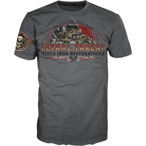 Lethal Threat - Lethal Threat Vintage Velocity Tired Iron Restorations T-Shirt - VV40174-4XL - Gray - 4XL