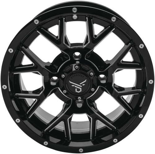 QuadBoss - QuadBoss Barbwire Wheel - 14x7 - 5+2 Offset - 4/137 - Gloss Black/Milled - RT-GW081147137BMIB