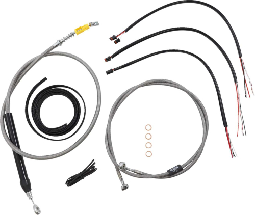 LA Choppers - LA Choppers Complete Handlebar Cable/Brake & Clutch Line/Wire Kit - Stainless Braided - LA-8156KT2-19