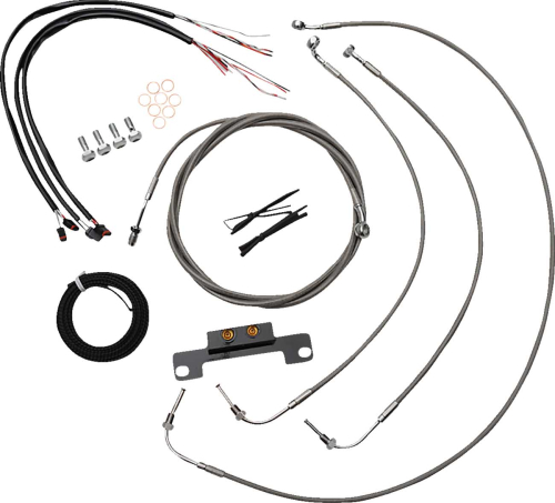LA Choppers - LA Choppers Complete Handlebar Cable/Brake & Clutch Line/Wire Kit - Stainless Braided - LA-8056KT2-08